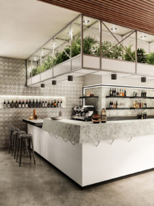 Dettaglio arredo bar modello Harris