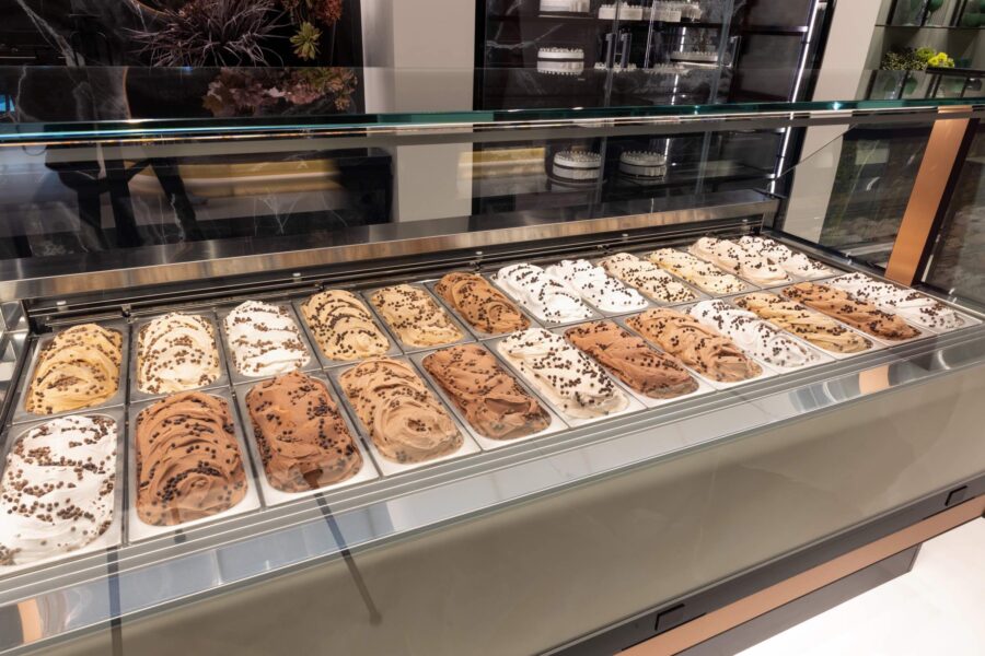 Vetrina Espositiva Per Pasticceria In Vetro E Acciaio: Mobile Per Buffet E Bar, Apertura Posteriore, 130x53x50 Cm